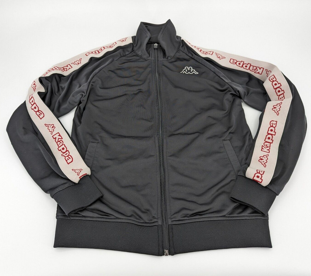 Kappa Black Track Giacca Streetwear Jacket Retro Arm Tape Logo Vintage Size Sm